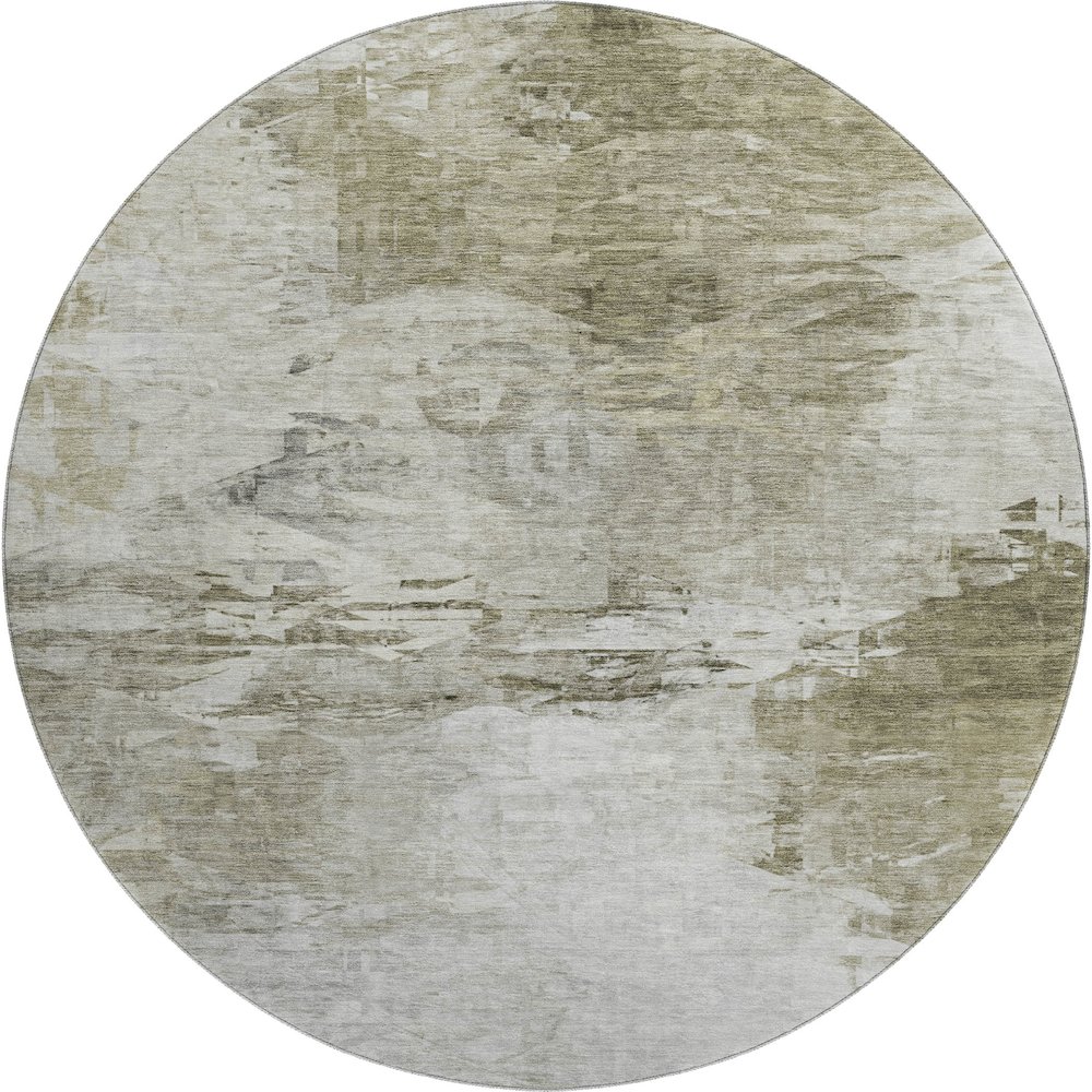 Premium Machine Washable Mayfield  Taupe 8' x 8' Round Rug. Picture 1