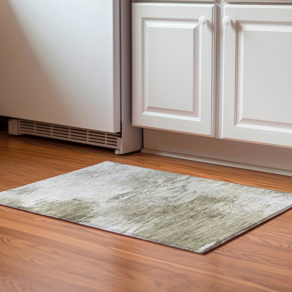 Premium Machine Washable Mayfield  Taupe 1'8" x 2'6" Rug. Picture 5