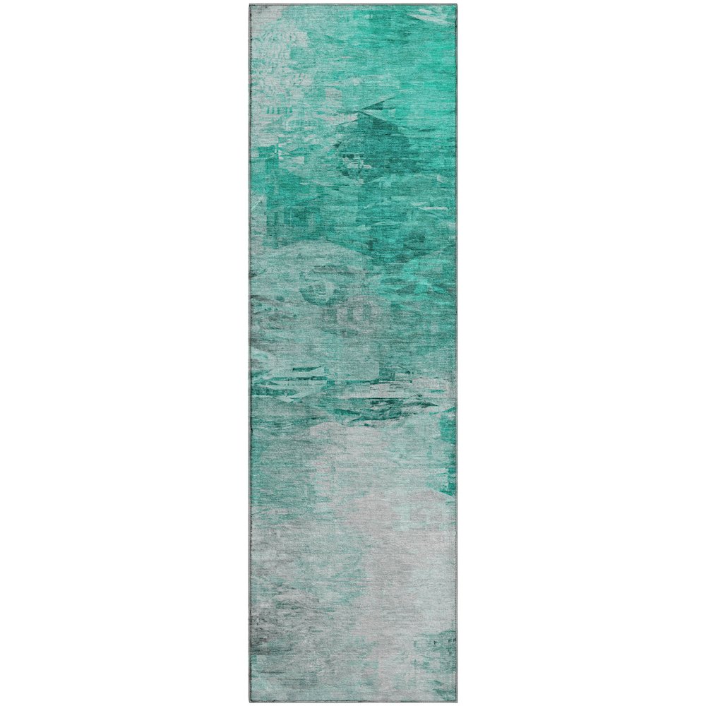 Premium Machine Washable Mayfield  Teal 2'3" x 7'6" Runner Rug. Picture 1