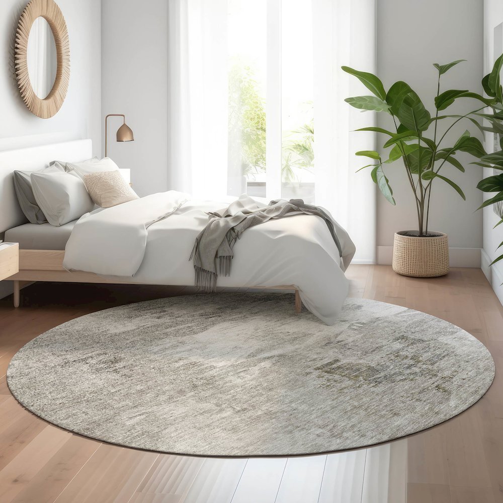 Premium Machine Washable Mayfield  Beige 8' x 8' Round Rug. Picture 5