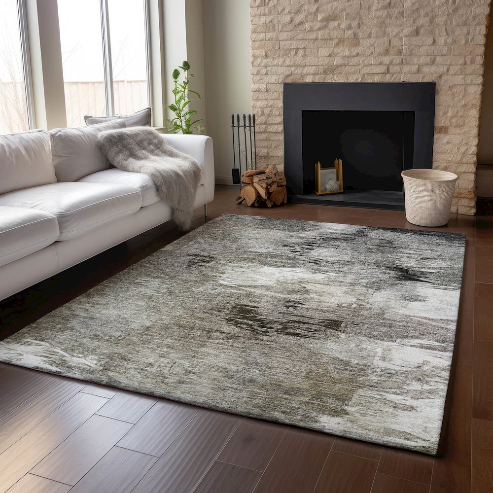 Premium Machine Washable Mayfield  Taupe 2'6" x 3'10" Rug. Picture 6