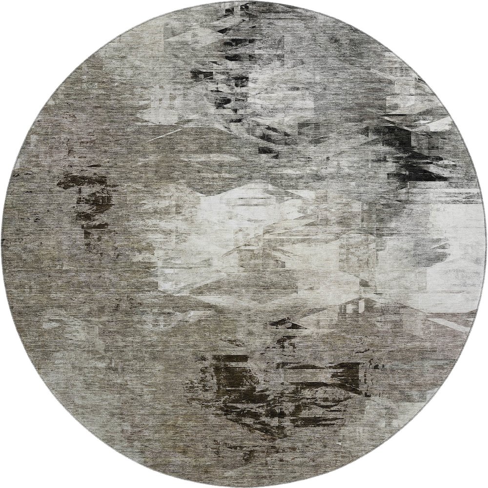 Premium Machine Washable Mayfield  Taupe 8' x 8' Round Rug. Picture 1