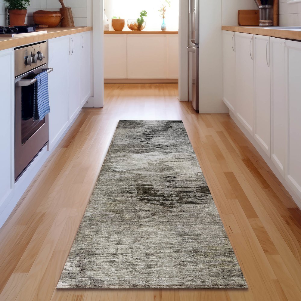 Premium Machine Washable Mayfield  Taupe 2'3" x 7'6" Runner Rug. Picture 5