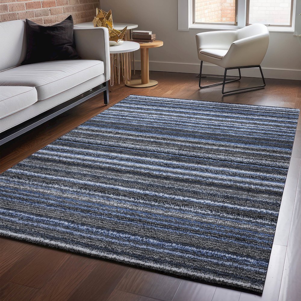 Premium Machine Washable Mayfield  Blue 2'6" x 3'10" Rug. Picture 5