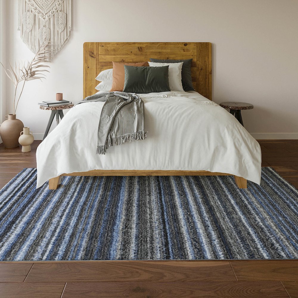 Premium Machine Washable Mayfield  Blue 2'6" x 3'10" Rug. Picture 6