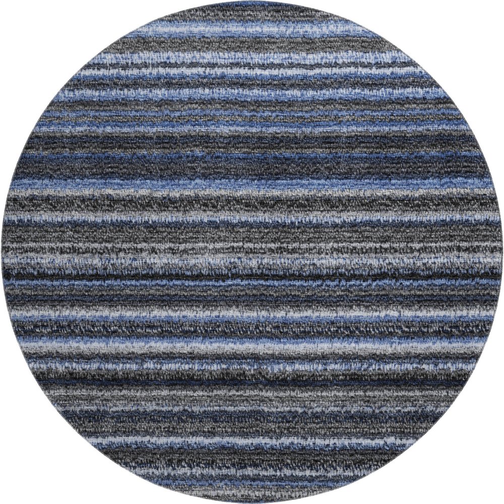 Premium Machine Washable Mayfield  Blue 8' x 8' Round Rug. Picture 1