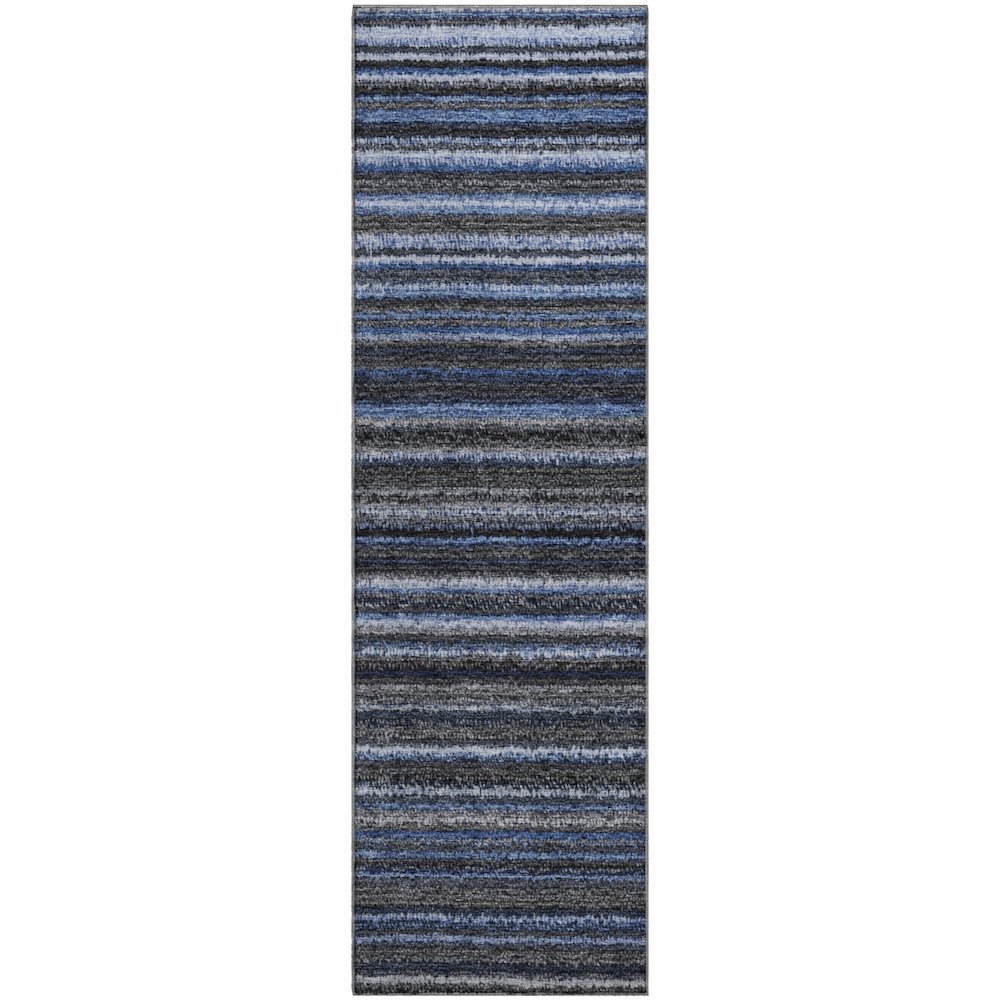 Premium Machine Washable Mayfield  Blue 2'3" x 7'6" Runner Rug. Picture 1