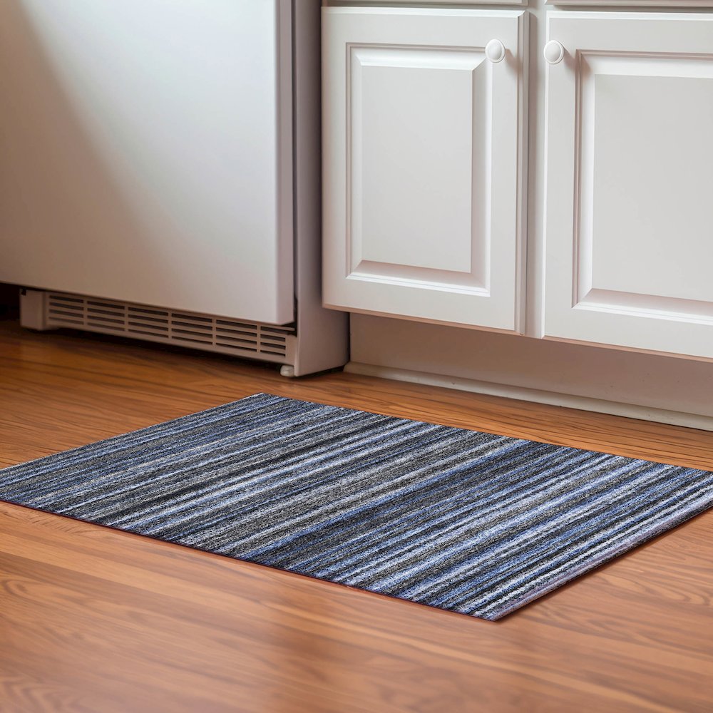 Premium Machine Washable Mayfield  Blue 1'8" x 2'6" Rug. Picture 5