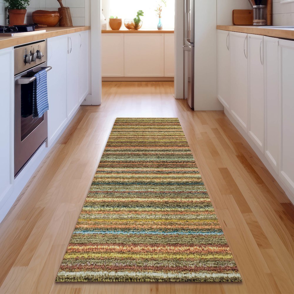Premium Machine Washable Mayfield  Coral 2'3" x 7'6" Runner Rug. Picture 5