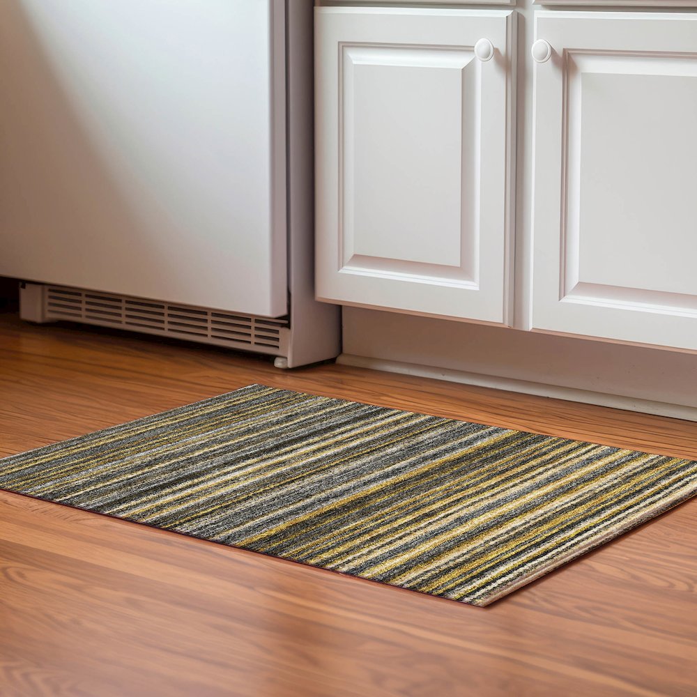 Premium Machine Washable Mayfield  Gold 1'8" x 2'6" Rug. Picture 5
