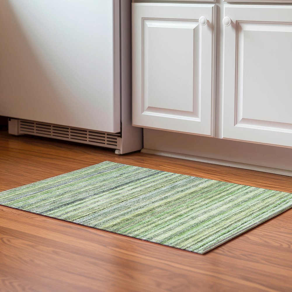 Premium Machine Washable Mayfield  Green 1'8" x 2'6" Rug. Picture 5