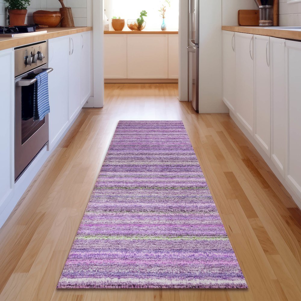 Premium Machine Washable Mayfield  Purple 2'3" x 7'6" Runner Rug. Picture 5