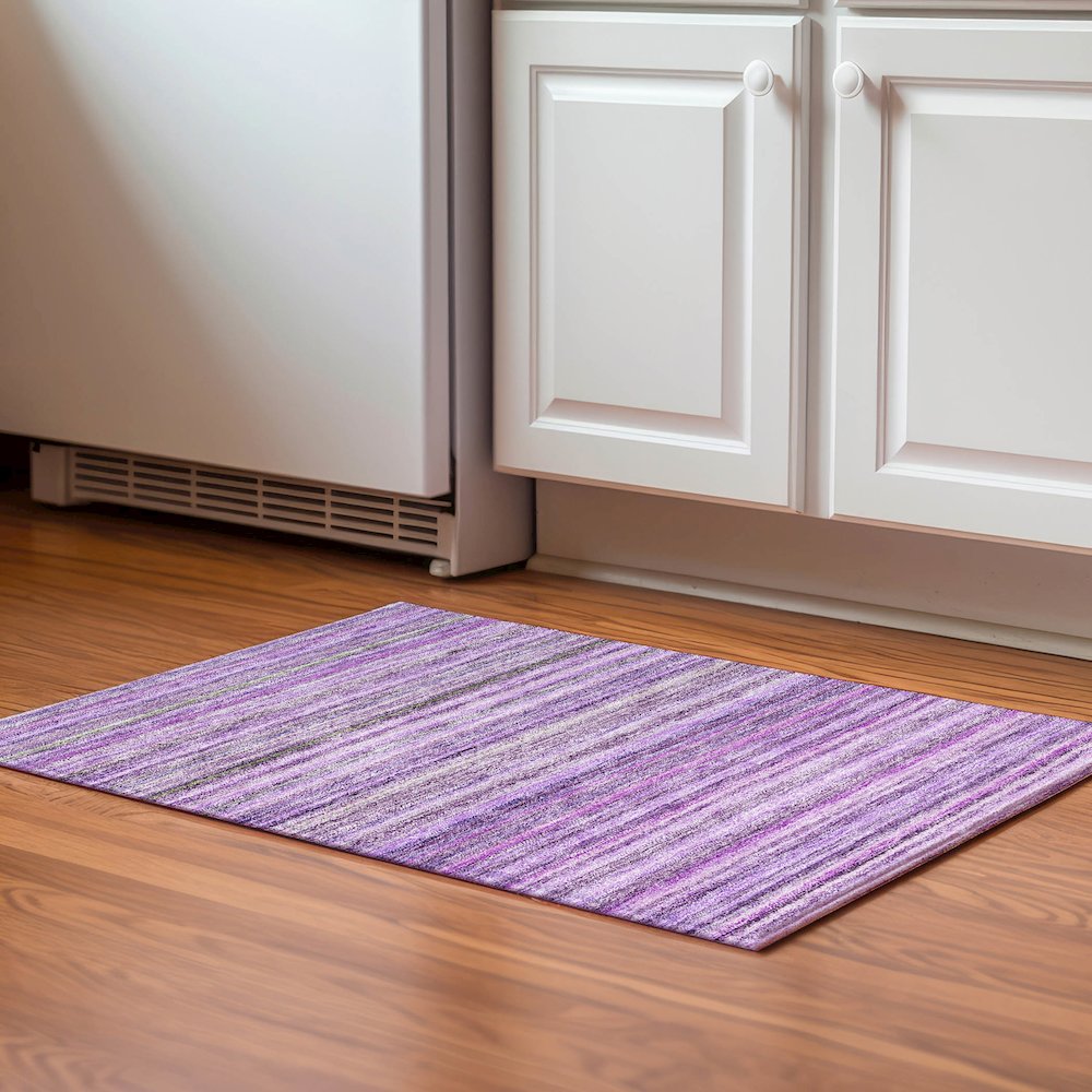 Premium Machine Washable Mayfield  Purple 1'8" x 2'6" Rug. Picture 5