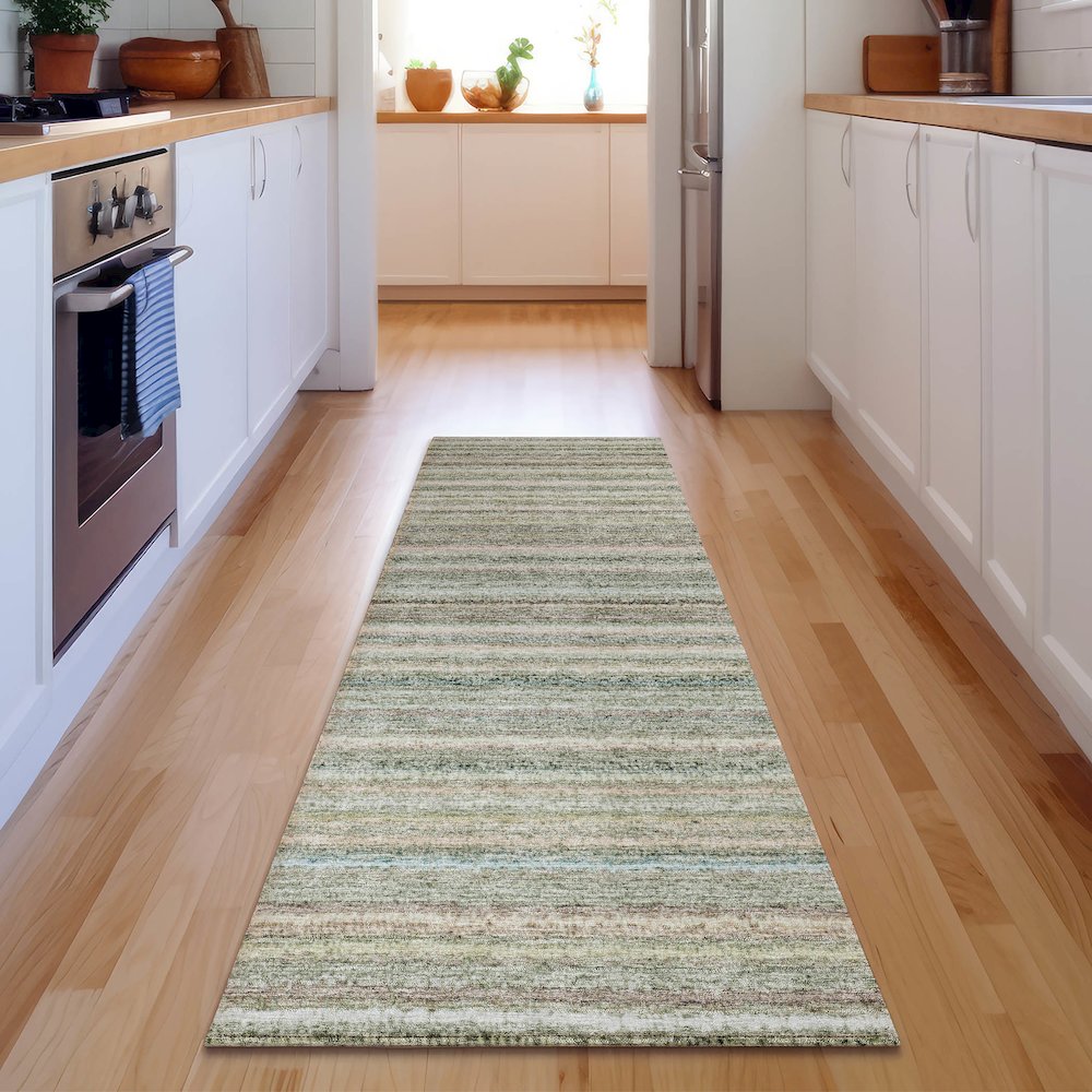 Premium Machine Washable Mayfield  Sage 2'3" x 7'6" Runner Rug. Picture 5