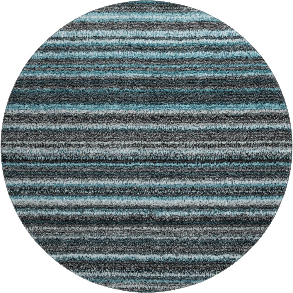 Premium Machine Washable Mayfield  Teal 8' x 8' Round Rug. Picture 1