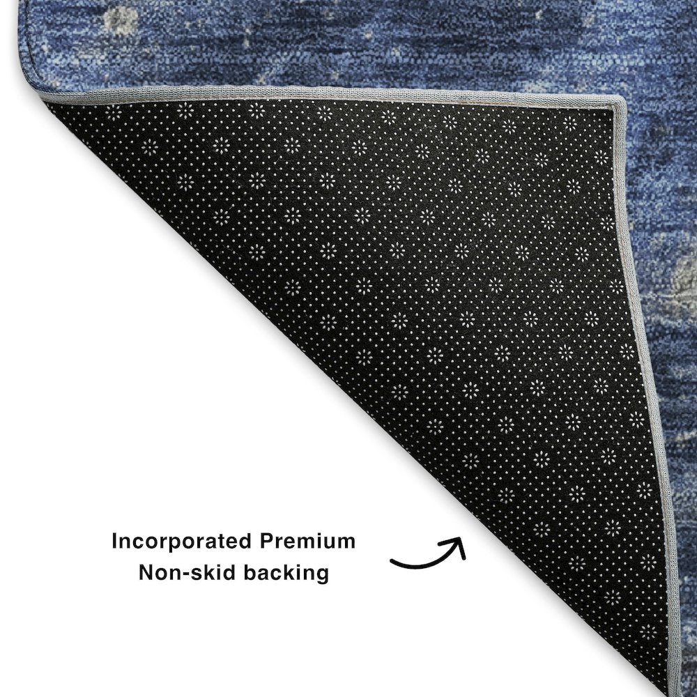 Premium Machine Washable Mayfield  Blue 1'8" x 2'6" Rug. Picture 2