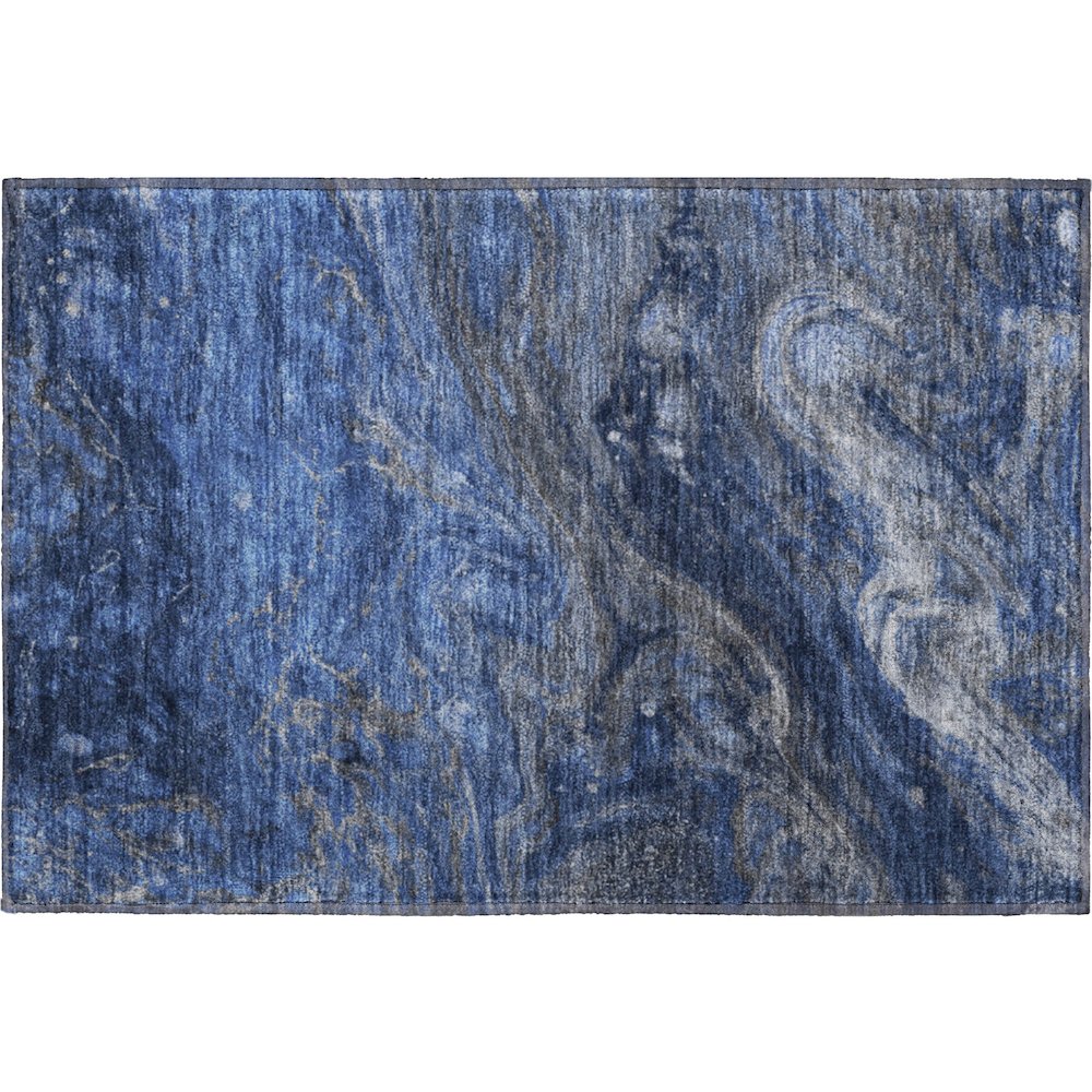 Premium Machine Washable Mayfield  Blue 1'8" x 2'6" Rug. Picture 1