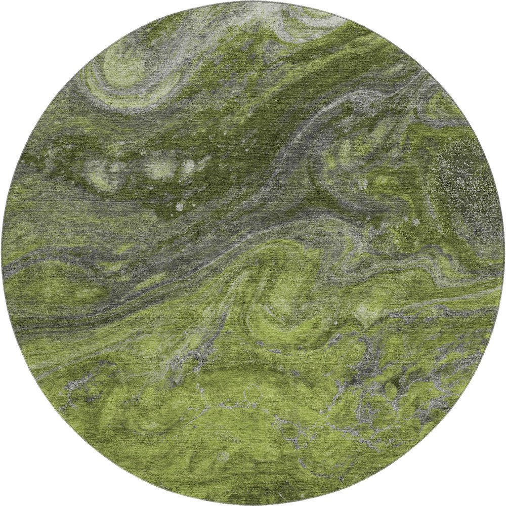 Premium Machine Washable Mayfield  Green 8' x 8' Round Rug. Picture 1
