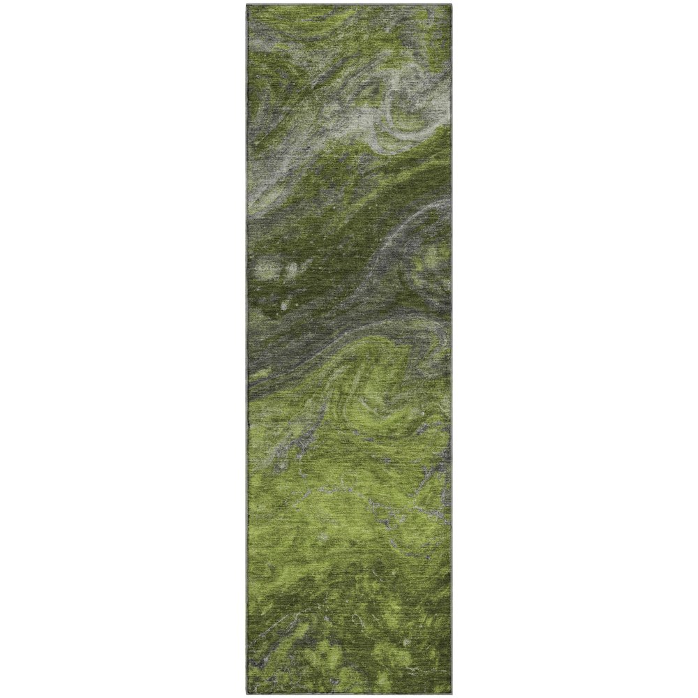 Premium Machine Washable Mayfield  Green 2'3" x 7'6" Runner Rug. Picture 1