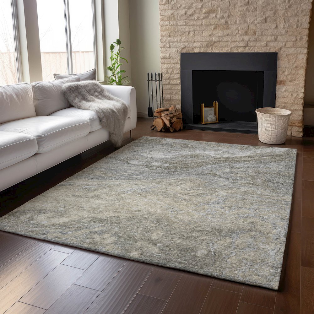 Premium Machine Washable Mayfield  Taupe 2'6" x 3'10" Rug. Picture 6