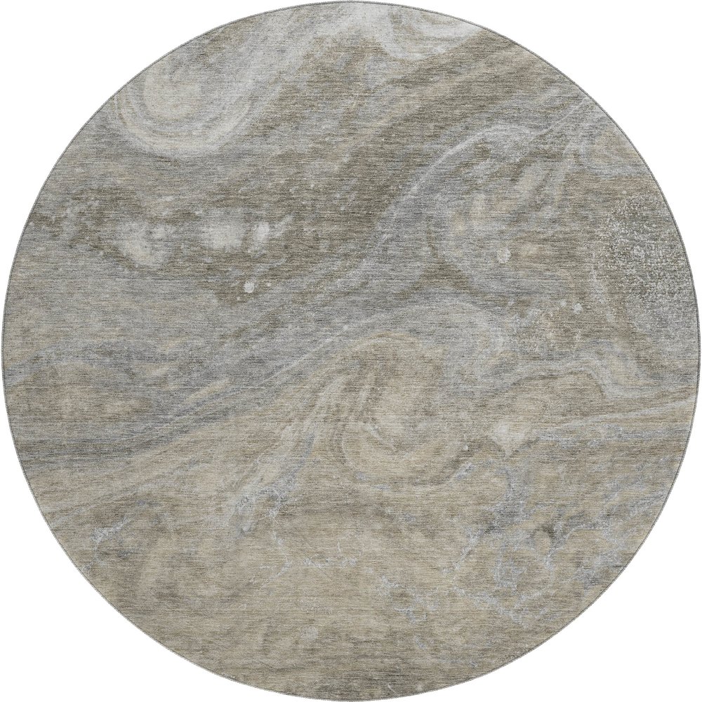 Premium Machine Washable Mayfield  Taupe 8' x 8' Round Rug. Picture 1