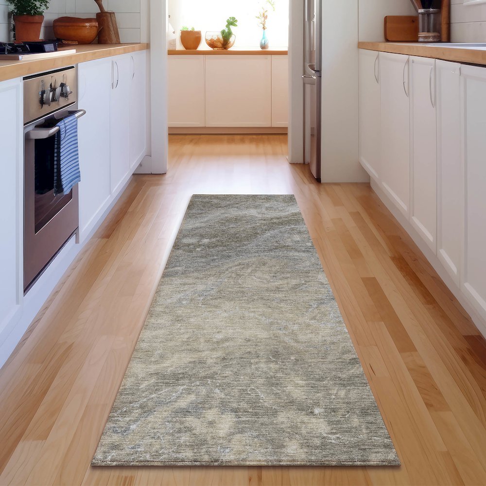 Premium Machine Washable Mayfield  Taupe 2'3" x 7'6" Runner Rug. Picture 5