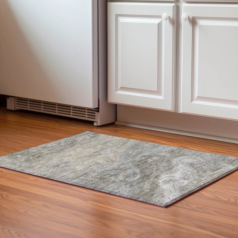 Premium Machine Washable Mayfield  Taupe 1'8" x 2'6" Rug. Picture 5