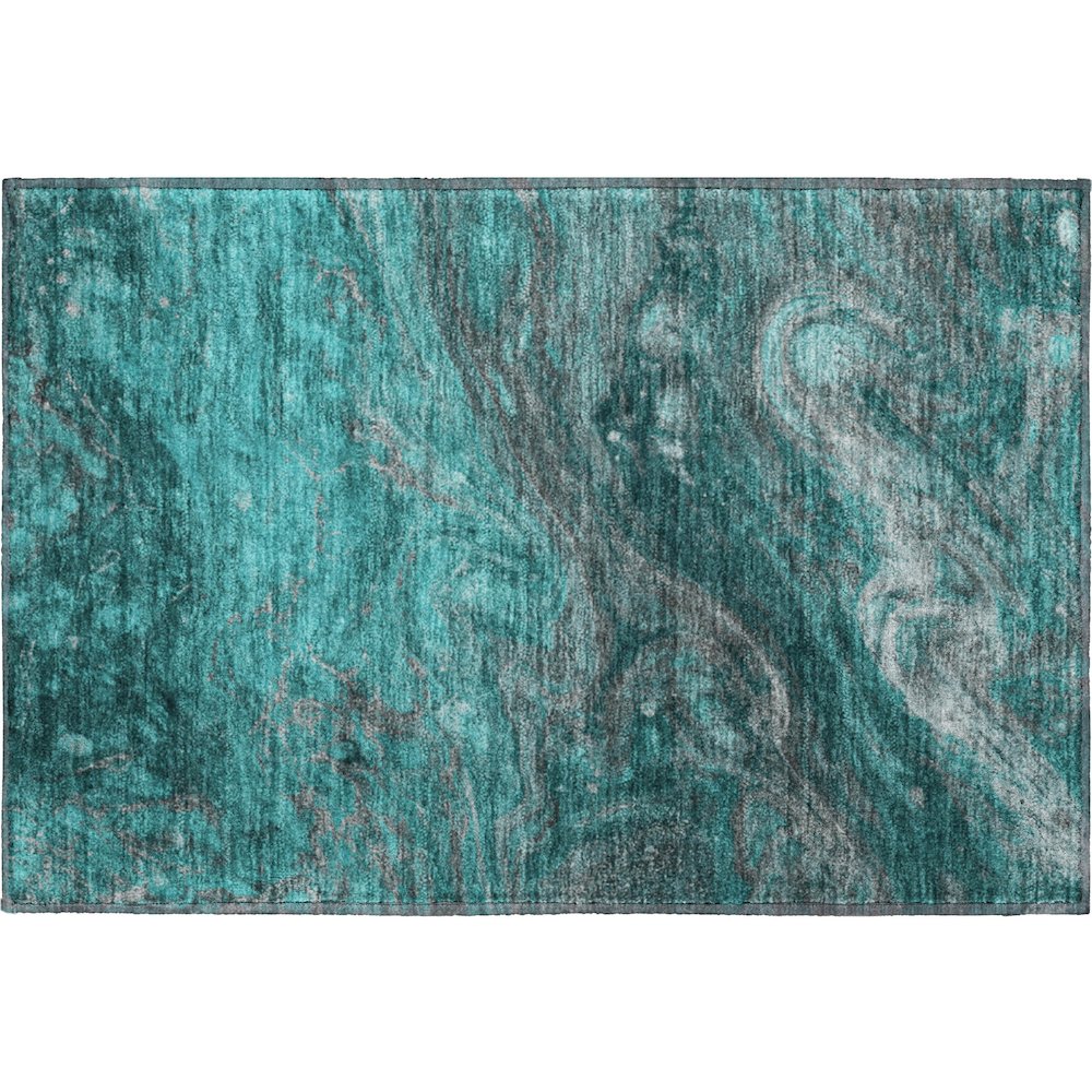 Premium Machine Washable Mayfield  Teal 1'8" x 2'6" Rug. Picture 1
