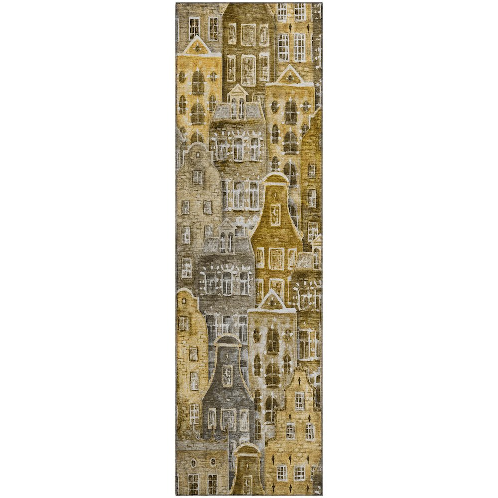 Premium Machine Washable Mayfield  Brown 2'3" x 7'6" Runner Rug. Picture 1