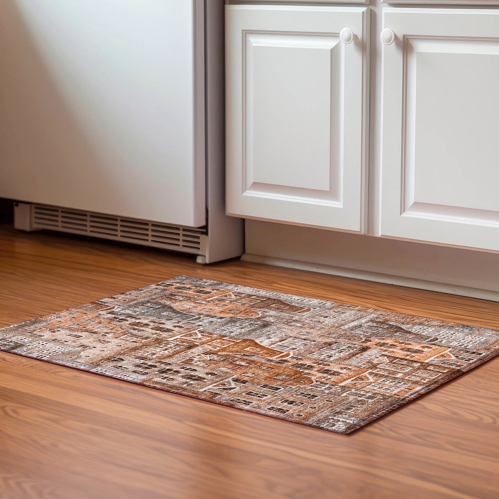 Premium Machine Washable Mayfield  Paprika 1'8" x 2'6" Rug. Picture 5