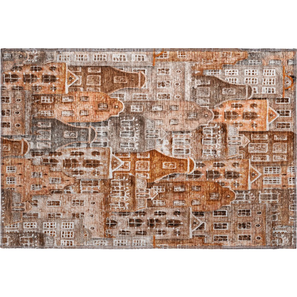 Premium Machine Washable Mayfield  Paprika 1'8" x 2'6" Rug. Picture 1