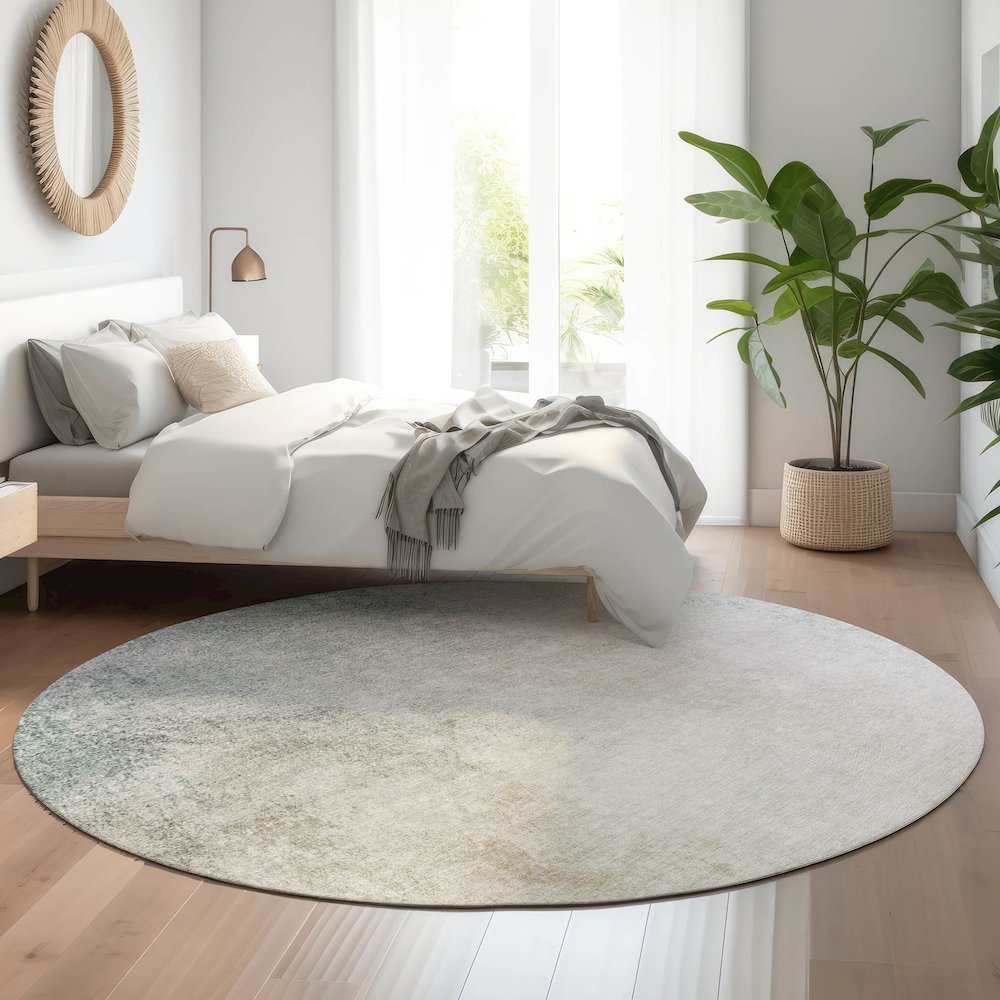 Premium Machine Washable Mayfield  Beige 8' x 8' Round Rug. Picture 5