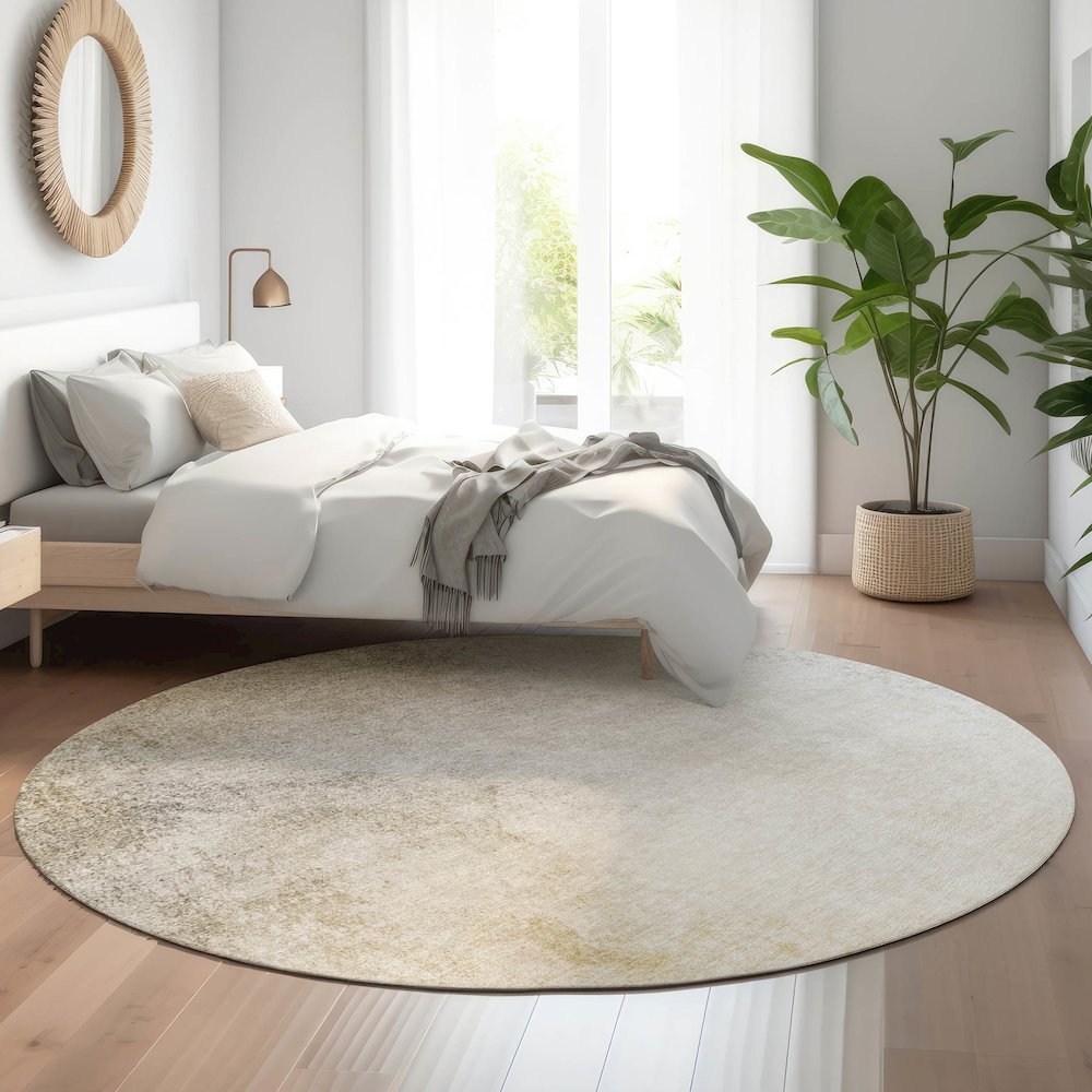 Premium Machine Washable Mayfield  Taupe 8' x 8' Round Rug. Picture 5