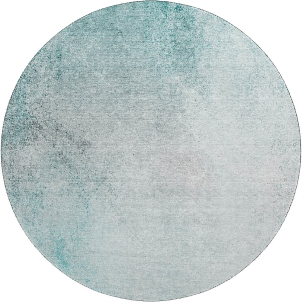 Premium Machine Washable Mayfield  Teal 8' x 8' Round Rug. Picture 1