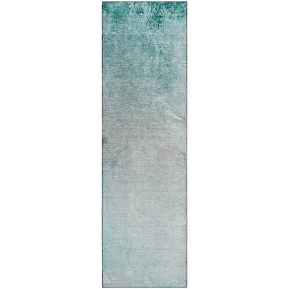 Premium Machine Washable Mayfield  Teal 2'3" x 7'6" Runner Rug. Picture 1