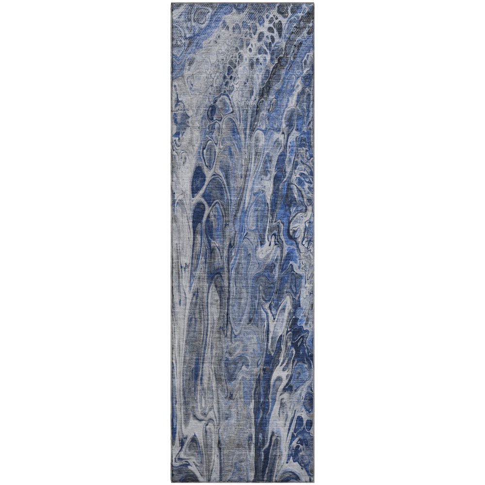Premium Machine Washable Mayfield  Blue 2'3" x 7'6" Runner Rug. Picture 1