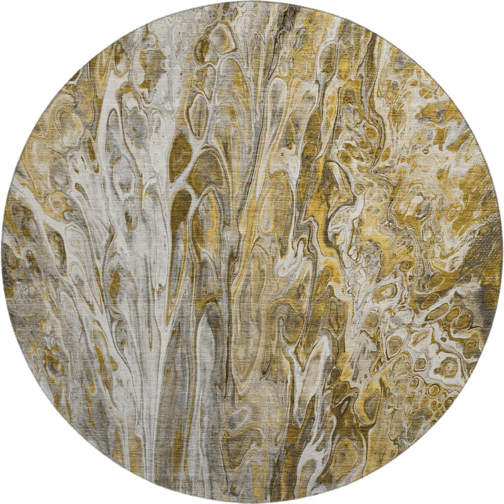 Premium Machine Washable Mayfield  Brown 8' x 8' Round Rug. Picture 1