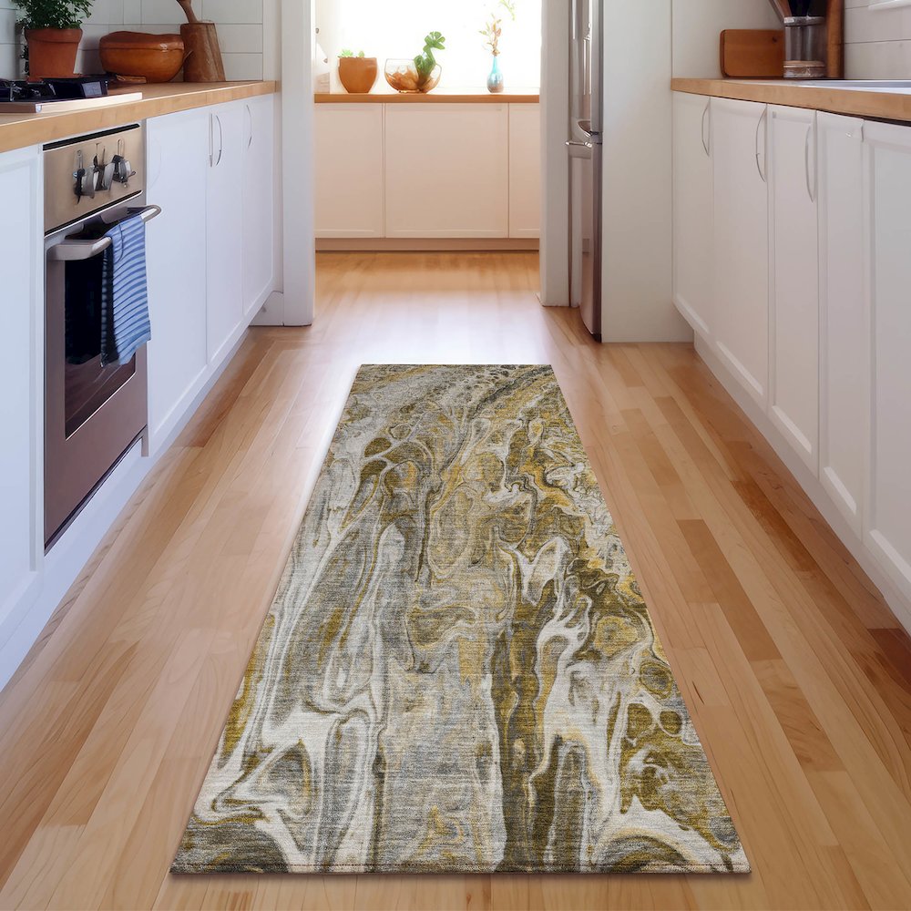 Premium Machine Washable Mayfield  Brown 2'3" x 7'6" Runner Rug. Picture 5