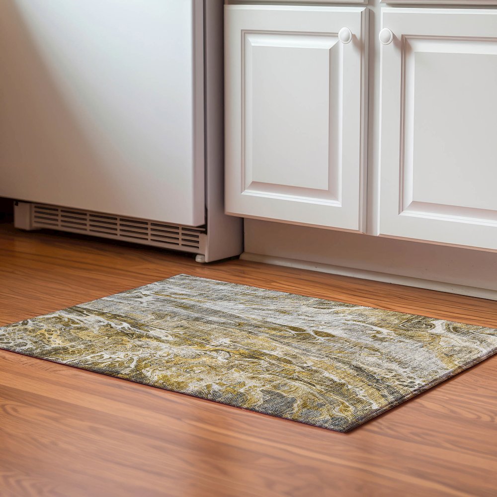 Premium Machine Washable Mayfield  Brown 1'8" x 2'6" Rug. Picture 5