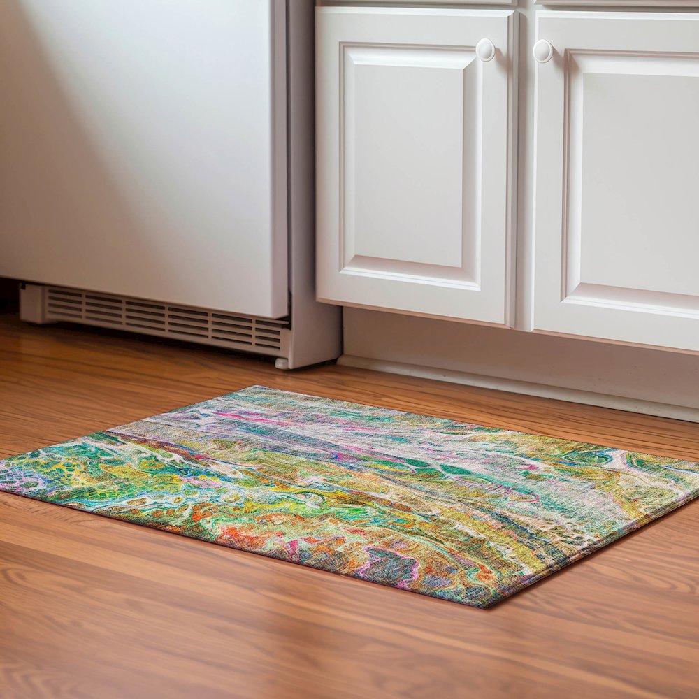 Premium Machine Washable Mayfield  Green 1'8" x 2'6" Rug. Picture 5