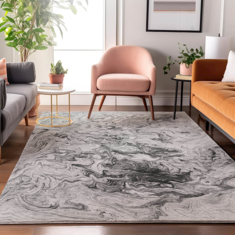 Premium Machine Washable Mayfield  Gray 2'6" x 3'10" Rug. Picture 5