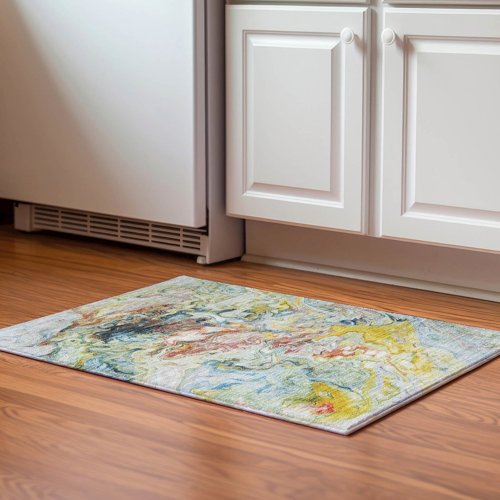 Premium Machine Washable Mayfield  Ivory 1'8" x 2'6" Rug. Picture 5