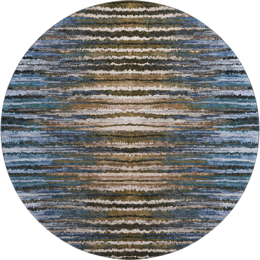 Premium Machine Washable Mayfield  Blue 8' x 8' Round Rug. Picture 1