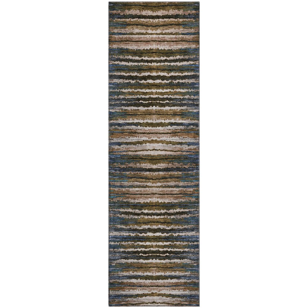 Premium Machine Washable Mayfield  Blue 2'3" x 7'6" Runner Rug. Picture 1