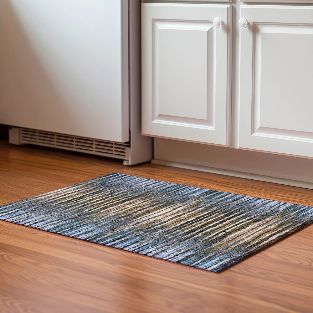 Premium Machine Washable Mayfield  Blue 1'8" x 2'6" Rug. Picture 5