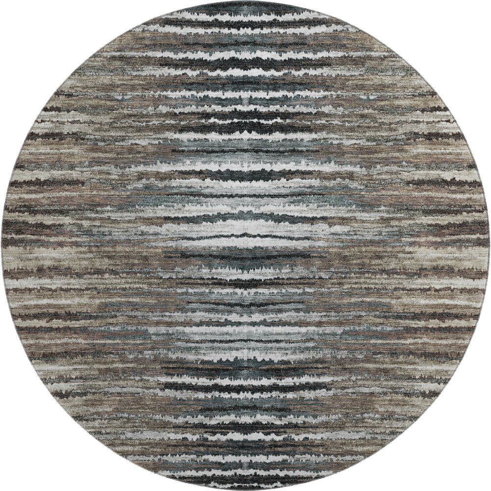 Premium Machine Washable Mayfield  Brown 8' x 8' Round Rug. Picture 1