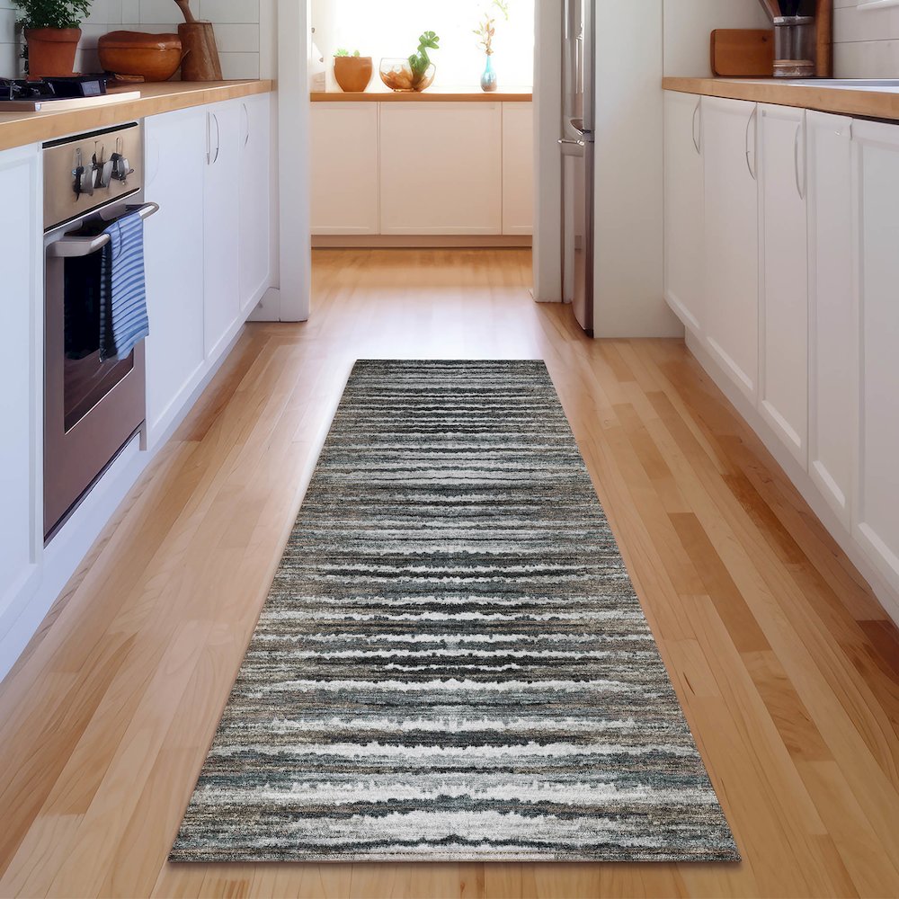 Premium Machine Washable Mayfield  Brown 2'3" x 7'6" Runner Rug. Picture 5