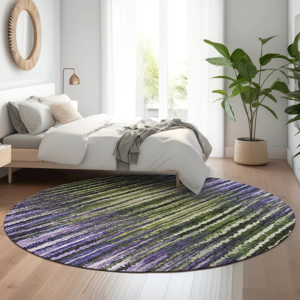 Premium Machine Washable Mayfield  Purple 8' x 8' Round Rug. Picture 5