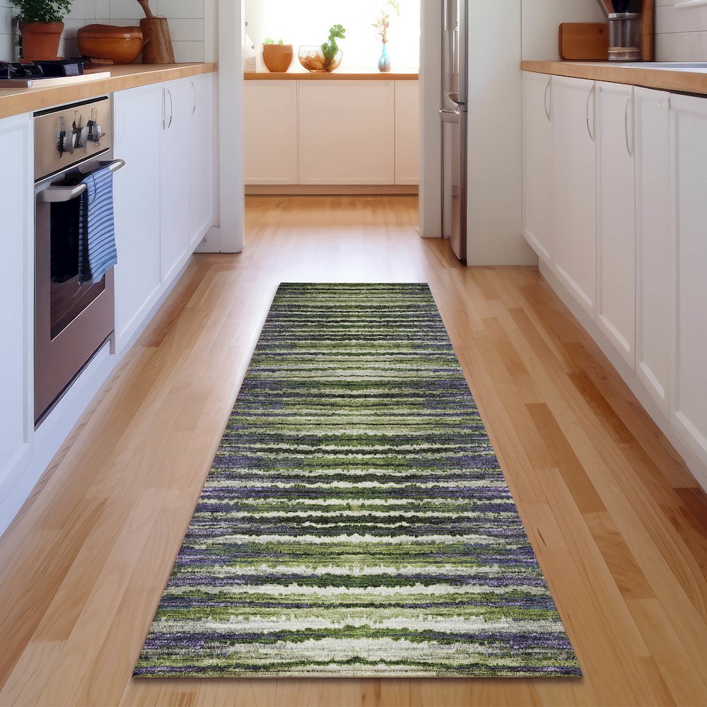 Premium Machine Washable Mayfield  Purple 2'3" x 7'6" Runner Rug. Picture 5