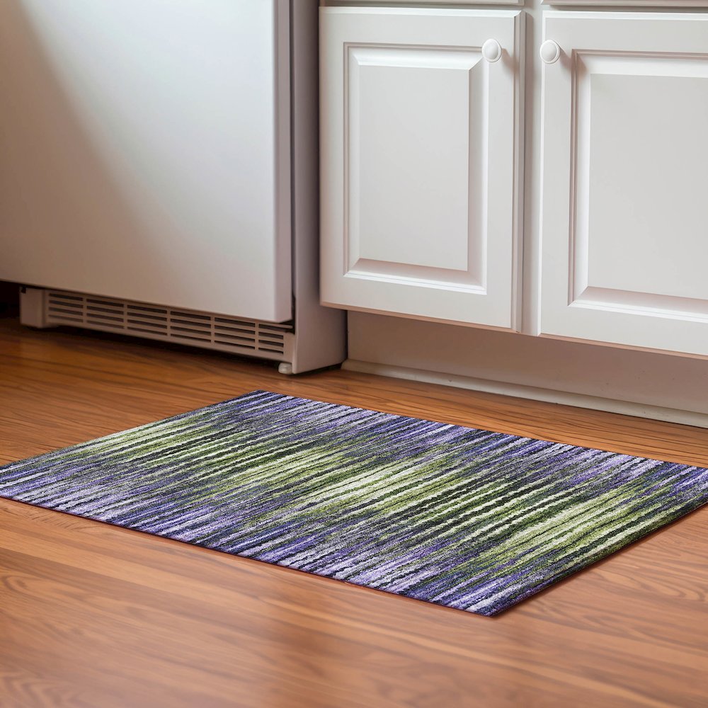 Premium Machine Washable Mayfield  Purple 1'8" x 2'6" Rug. Picture 5